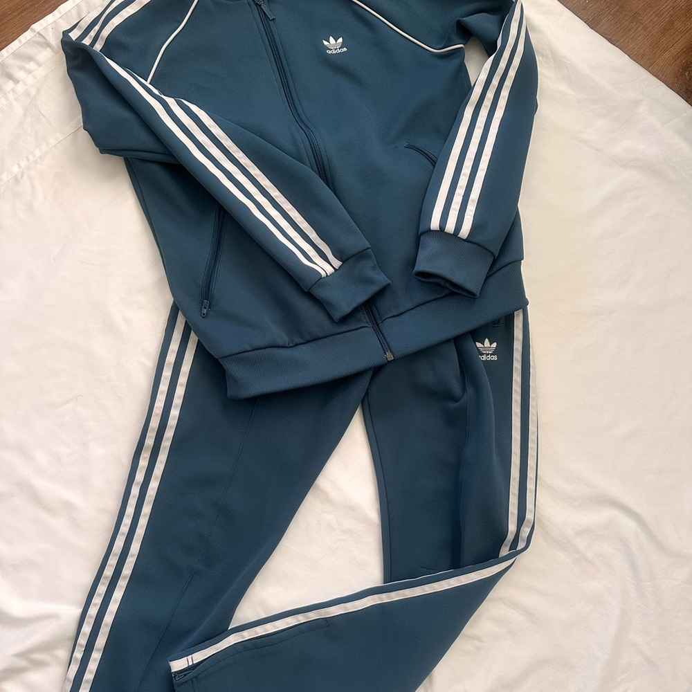Adidas Originals 3 Stripe Tracksuit Set Blue Teal Women’s Small